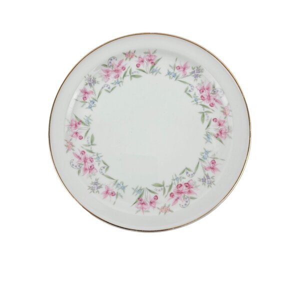 Royal Princess Porcelain China Desserrt Plates Pink Floral Design Gold Trim - Picture 5 of 8